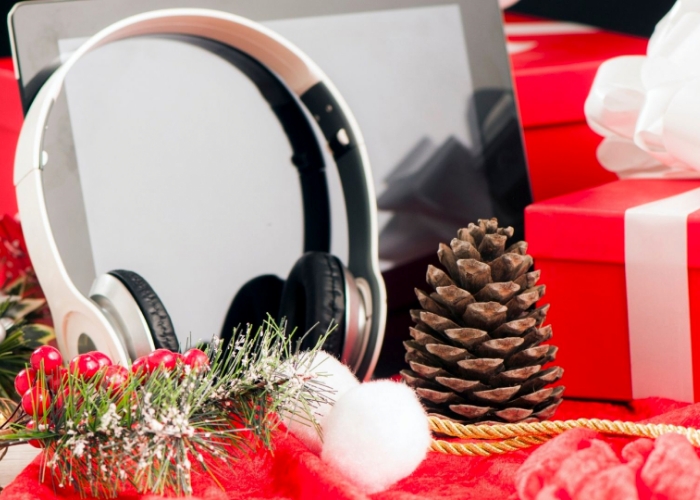 gift as a headphone on christmas