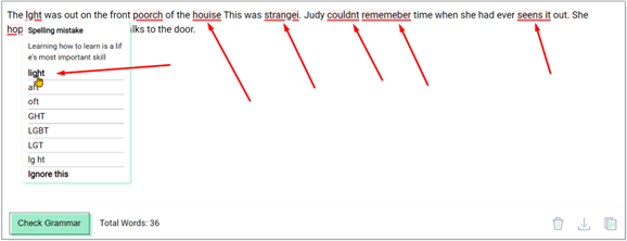 Grammar Check Assist in Writing