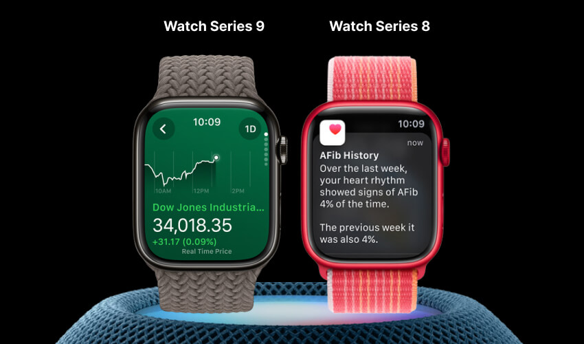 The Apple Watch 8 vs. Apple Watch 9 screen