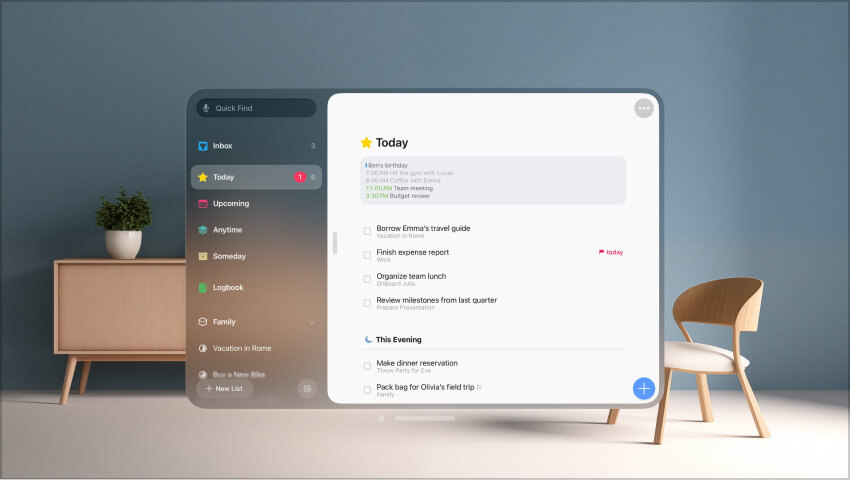 Things 3 best app Apple vision pro
